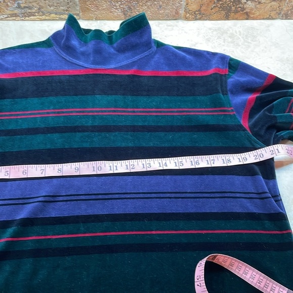 Talbots Petites Women’s Striped Top Velvet Sweater Mock Neck Long Sleeve Size P - Picture 6 of 9